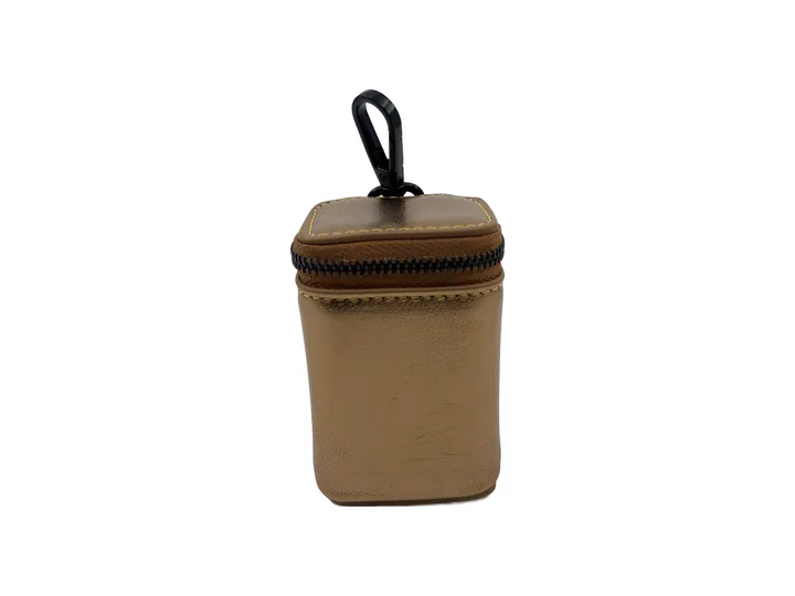 Bronze Metallic Goatskin Poop Bag Holder, black hardware: luxury goatskin poop bag holder